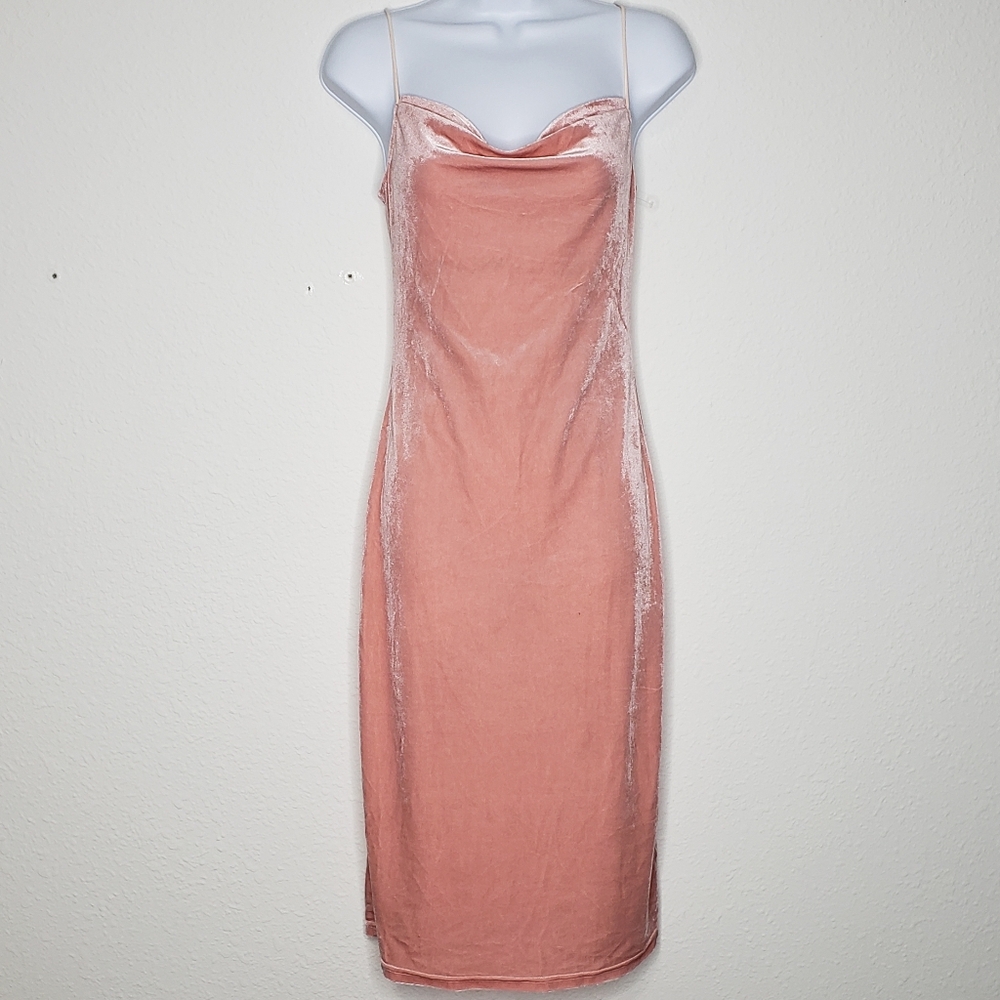 Cider Velvet Drape Neckline Spaghetti Straps Slip Mini Dress Size S Pink 90s Y2K - Picture 4 of 14
